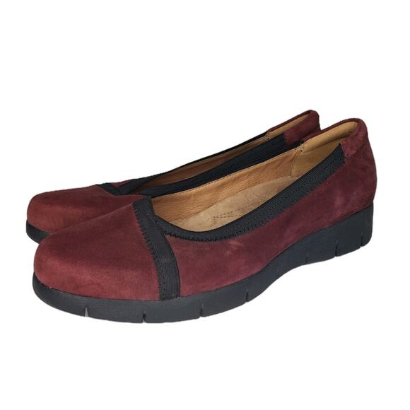 Clarks Cloudsteppers Shoes Womens 10M Ayla Low Ballet Slip On Flats Burgundy - Picture 1 of 15